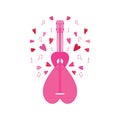 Romantic style pink electric guitar with hearts