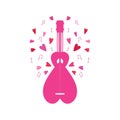 Romantic style pink electric guitar with hearts