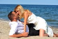 Romantic summer kiss (couple kissing) Royalty Free Stock Photo