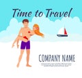 Romantic Summer Vacation Flat Poster Template