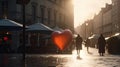 Romantic Sunbeam on Cloudy Day: Lucky People Found Love. Royalty Free Stock Photo