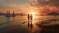 Romantic Sunset: A Couple\'s Love Story Unfolds On The Beach