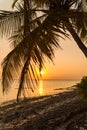 Romantic sunset on a desert island, Maldives Royalty Free Stock Photo