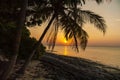 Romantic sunset on a desert island, Maldives Royalty Free Stock Photo