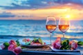 Romantic sunset dinner on the beach Royalty Free Stock Photo