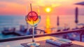 Romantic sunset dinner on the beach. Honeymoon and travel time Royalty Free Stock Photo