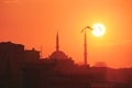 A romantic sunset in Istanbul, the historical metropolis in Bosporus Royalty Free Stock Photo