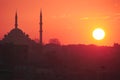 A romantic sunset in Istanbul