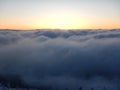 Romantic sunset in Krkonose mountains in czech Royalty Free Stock Photo