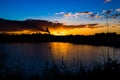 Romantic sunset by the lake