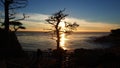 Romantic sunset at 17-mile drive, pebble beach, California Royalty Free Stock Photo