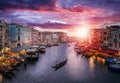 Romantic sunset over the Canale Grande in Venice, Italy Royalty Free Stock Photo