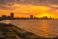 Romantic sunset over the Havana skyline Royalty Free Stock Photo