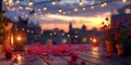 Romantic Sunset Rooftop Scene Royalty Free Stock Photo