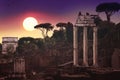 Ruins of the ancient forum in Rome, reminders of a glorious past Royalty Free Stock Photo