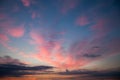 Romantic sunset sunrise sky with dark blue clouds Royalty Free Stock Photo