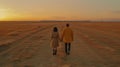 Romantic Sunset Walk Of Husband And Wife In Kazakhstan