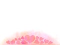 Romantic sweet charming pink hearts background. Watercolor hand painting illustration.