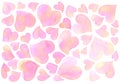 Romantic sweet charming pink hearts on white background.