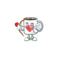 A romantic sweet cup coffee love Cupid with arrow and wings