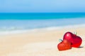 Romantic symbol of two hearts on the beach Royalty Free Stock Photo