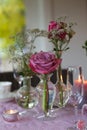 Romantic table with flowers