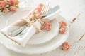 Romantic table setting with died flowers Royalty Free Stock Photo