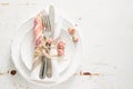 Romantic table setting with died flowers Royalty Free Stock Photo