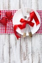 Romantic table setting for Valentines day in a rustic style. Royalty Free Stock Photo