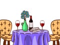 Romantic table for two. Royalty Free Stock Photo