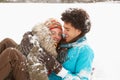 Romantic Teenage Couple Having Fun In Snow