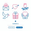 Romantic thin line icons set