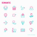 Romantic thin line icons set