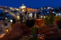 romantic toast with port wine in Porto Portugal in the evening in a restaurant Royalty Free Stock Photo