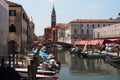 Romantic town of small Venice with medieval church Royalty Free Stock Photo