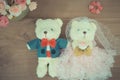 Romantic toy Bear in wedding scene Royalty Free Stock Photo