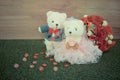 Romantic toy Bear in wedding scene Royalty Free Stock Photo