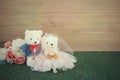 Romantic toy Bear in wedding scene Royalty Free Stock Photo
