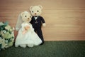 Romantic toy Bear in wedding scene Royalty Free Stock Photo