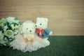 Romantic toy Bear in wedding scene Royalty Free Stock Photo