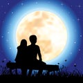 Romantic under the moonlight, Vector illustrations