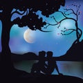Romantic under the tree, Vector illustrations