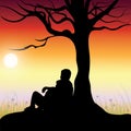 Romantic under the tree, Vector illustrations Royalty Free Stock Photo