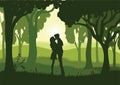 Romantic under the tree, Vector illustrations Royalty Free Stock Photo