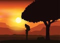 Romantic under the tree, Vector illustrations Royalty Free Stock Photo