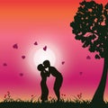 Romantic under the tree, Vector illustrations Royalty Free Stock Photo