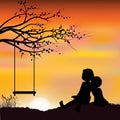 Romantic under the tree, Vector illustrations Royalty Free Stock Photo