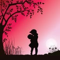Romantic under the tree, Vector illustrations Royalty Free Stock Photo