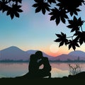 Romantic under the tree, Vector illustrations Royalty Free Stock Photo