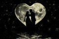 Romantic valentine atmosphere with couple at the moonlight Royalty Free Stock Photo